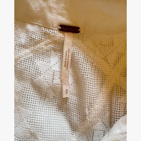 FREE PEOPLE Sleeveless Cotton Flowy Buton Down Tunic Aztec Lace Size S - Picture 5 of 5